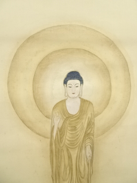 道具 ] - 道具 白来筆 南天阿弥陀仏 肉筆絹本掛軸 | ネットショップ圭